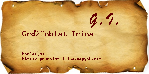 Grünblat Irina névjegykártya
